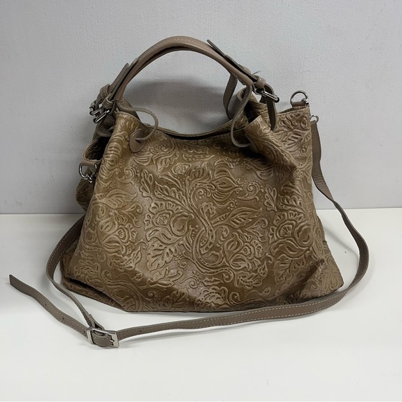 ISADORA XL Hand Tooled Leather Tote/Travel Bag in Cappuccino NWOT - Picture 2 of 9